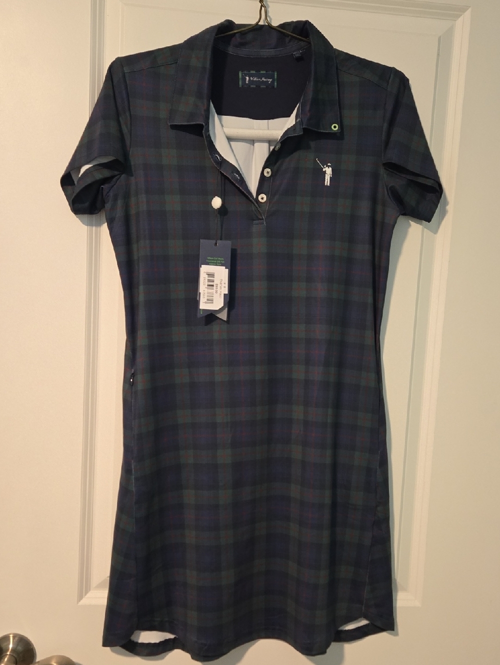 William Murray Golf Navy & Green Plaid Polo Dress